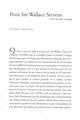 POUR LIRE WALLACE STEVENS  -  UNE LECTURE SAUVAGE 